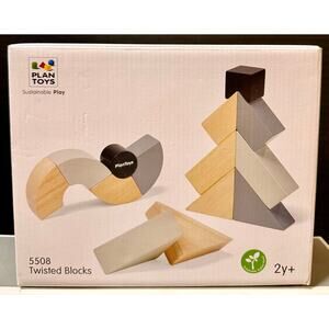 PlanToys Twisted Blocks complete (one set is separated) building stacking